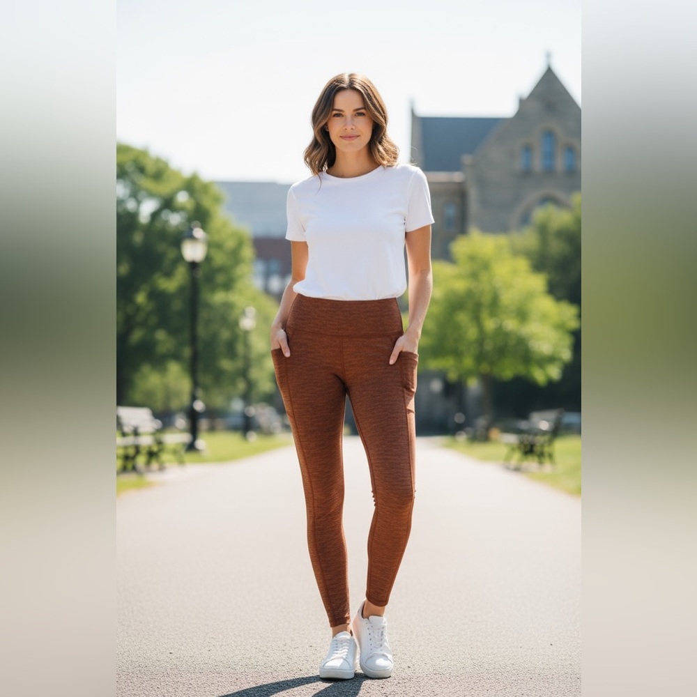 (SHOACTIVE) Brown High-Waisted Leggings